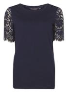 Dorothy Perkins *tall Blue Lace Sleeve T-shirt