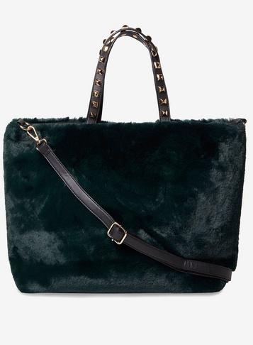 Dorothy Perkins Green Faux Fur Shopper Bag