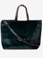 Dorothy Perkins Green Faux Fur Shopper Bag