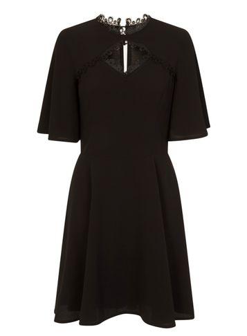 Dorothy Perkins *girls On Film Black Choker Neck Skater Dress