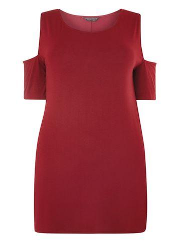 Dorothy Perkins *dp Curve Berry C/s Drop Back Cold Shoulder T-shirt