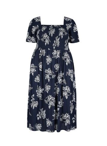 Dorothy Perkins *dp Curve Navy Floral Print Crinkle Dress