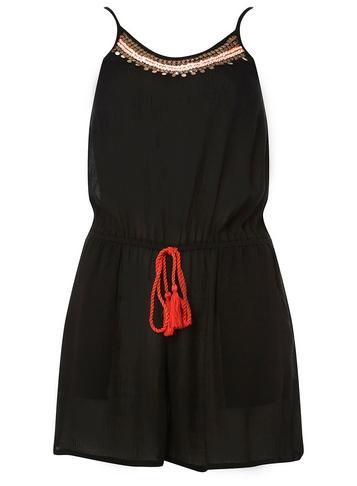 Dorothy Perkins *dp Beach Black Coin Detail Beachwear Playsuit