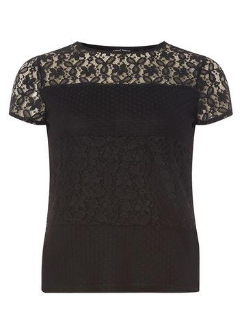 Dorothy Perkins Black Lace Panel T-shirt