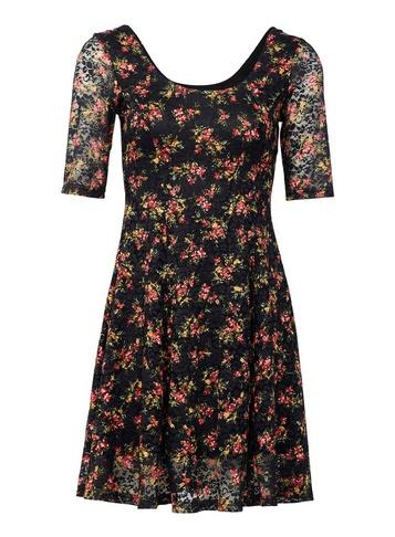 *izabel London Floral Print Lace Skater Dress