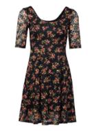 *izabel London Floral Print Lace Skater Dress