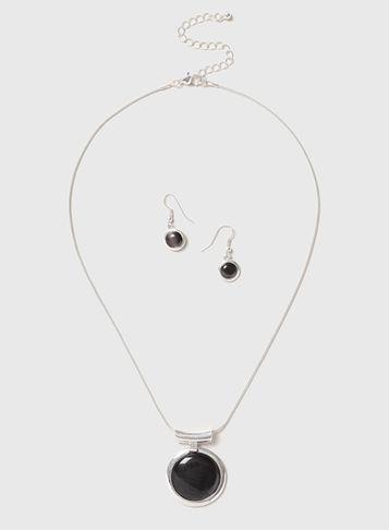 Dorothy Perkins Black Stone Necklace Set