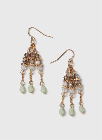 Dorothy Perkins Gold Look Bead Chandelier Earrings