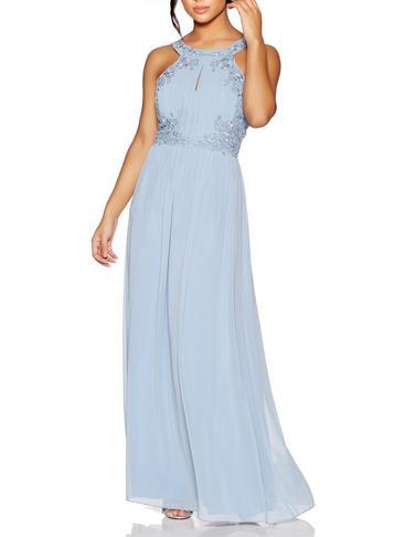 Dorothy Perkins *quiz Blue Embroidered Maxi Dress