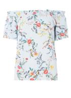 Dorothy Perkins Blue Floral And Striped Bardot Top