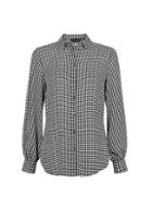 Dorothy Perkins Monochrome Dogtooth Print Balloon Sleeve Shirt