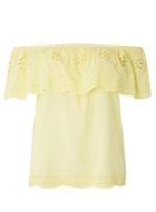 Dorothy Perkins Yellow Broderie Frill Bardot Top