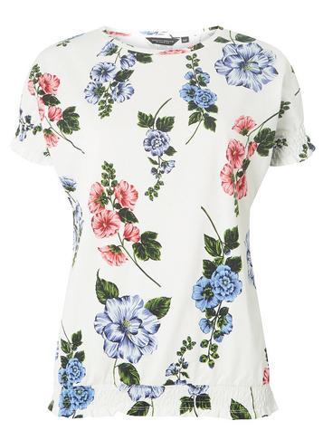 Dorothy Perkins Ivory Floral Print Ruched Hem T-shirt