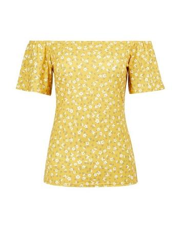 Dorothy Perkins Yellow Ditsy Floral Print Bardot Top