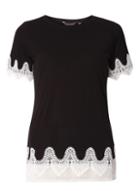 Dorothy Perkins Black Chiffon Hem T-shirt
