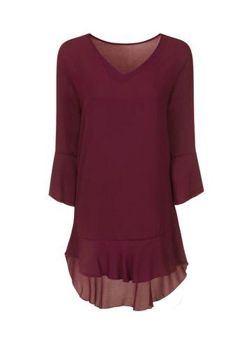 Dorothy Perkins *girls On Film Burgundy Frill Blouse