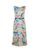 *luxe Sage Floral Print Pleated Midi Skater Dress