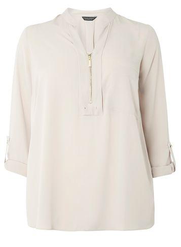Dorothy Perkins Dp Curve Mink Notch Neck Zip Shirt