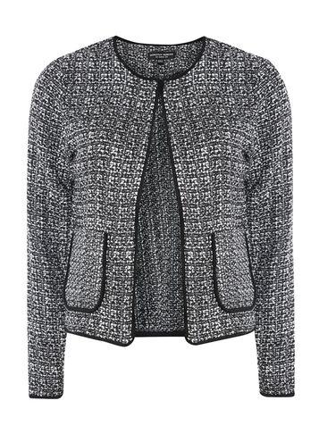 Dorothy Perkins Black And White Boucle Fringe Jacket