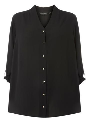 Dorothy Perkins *dp Curve Black Roll Sleeve Shirt