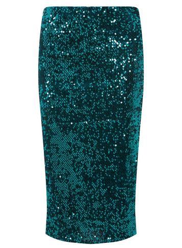 Dorothy Perkins Teal Velvet Sequin Pencil Skirt