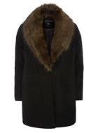 Dorothy Perkins Black Faux-fur Wool Boyfriend Coat