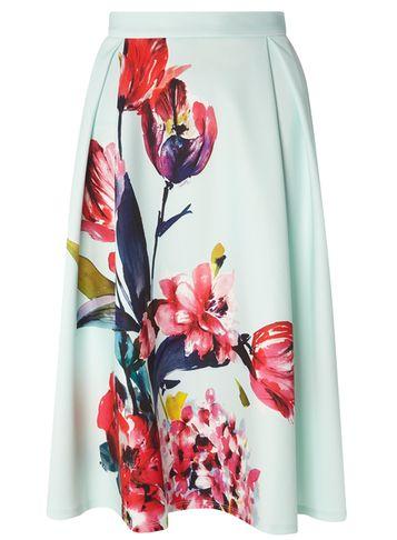 Dorothy Perkins Mint Floral Midi Skirt