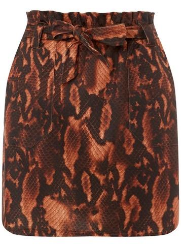 Dorothy Perkins Brown Snake Print Tie Mini Skirt