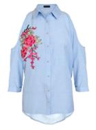 Dorothy Perkins *quiz Chambray Cold Shoulder Shirt