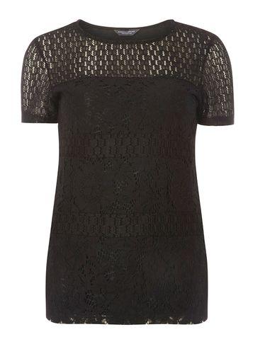 Dorothy Perkins *tall Black Lace Panel Tee