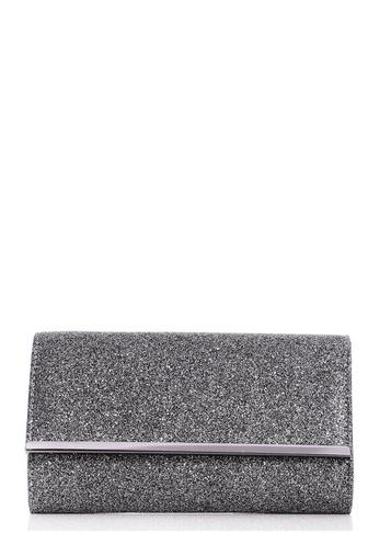 Dorothy Perkins *quiz Grey Glitter Clutch Bag