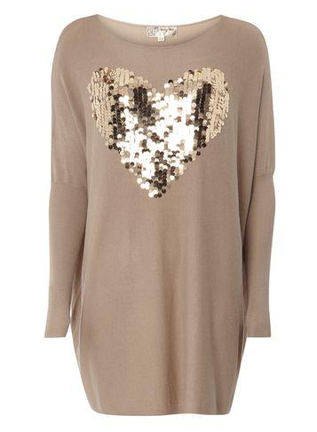 Dorothy Perkins *voulez Vous Oatmeal Heart Jumper