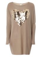 Dorothy Perkins *voulez Vous Oatmeal Heart Jumper