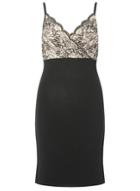 Dorothy Perkins Nude And Black Strappy Contrast Lace Bodycon Dress