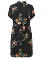 Dorothy Perkins Dp Curve Black Floral Shirt Dress