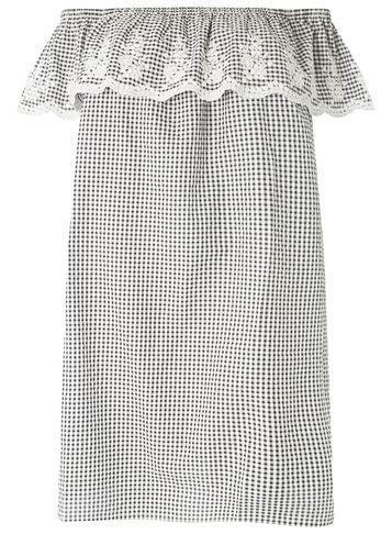 Dorothy Perkins Dp Curve Black Gingham Embroidered Shift Dress