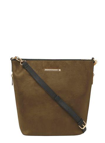 Dorothy Perkins Khaki Zip Bucket Crossbody Bag
