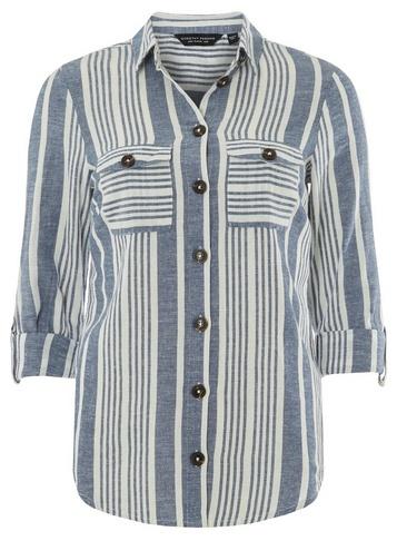 Dorothy Perkins Navy Stripe Linen Shirt