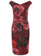 Dorothy Perkins *scarlett B Red Floral Print 'sophie' Bardot Bodycon Dress
