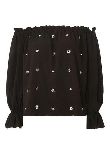 Dorothy Perkins Black Embellished Bardot Top