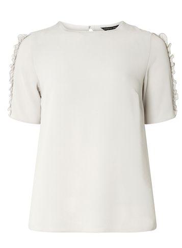 Dorothy Perkins Grey Frill Sleeve Woven T-shirt