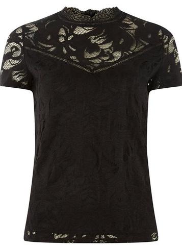 *vila Black All Over Lace Top