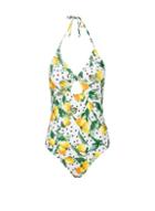 Dorothy Perkins *dp Beach White Lemon Polka Dot Print Tie Swimsuit