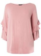 Dorothy Perkins Dp Curve Pink Twist Frill Sleeve T-shirt