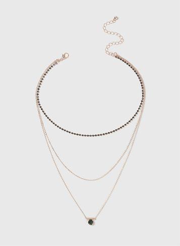 Dorothy Perkins Rose Gold Chain Rhinestone Choker Necklace