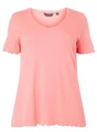 Dorothy Perkins Dp Curve Pink Lettuce Edge T-shirt