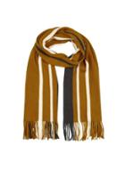 Dorothy Perkins *burton Mustard Wide Stripe Raschel Scarf