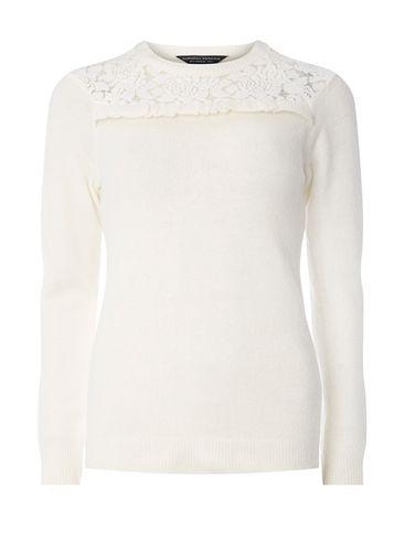 Dorothy Perkins Ivory Sequin Lace Yoke Jumper