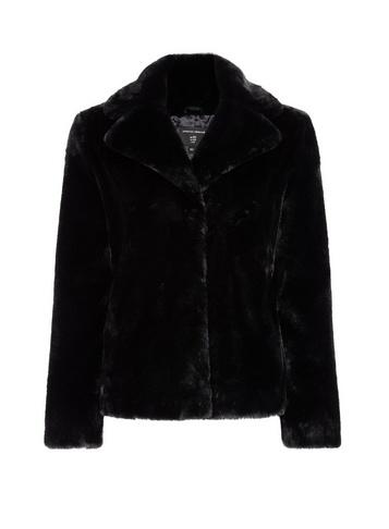 Dorothy Perkins Black Plush Short Faux Fur Coat