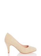 *quiz Wide Fit Gold Almond Toe Court Shoes
